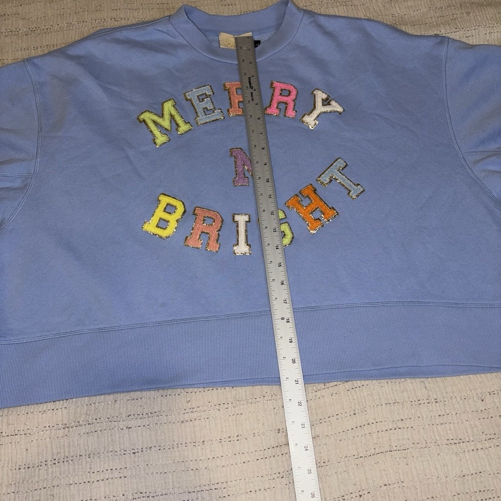 Judith March Merry n bright Sz L blue Oversized Pullover Boxy - Picture 5 of 9